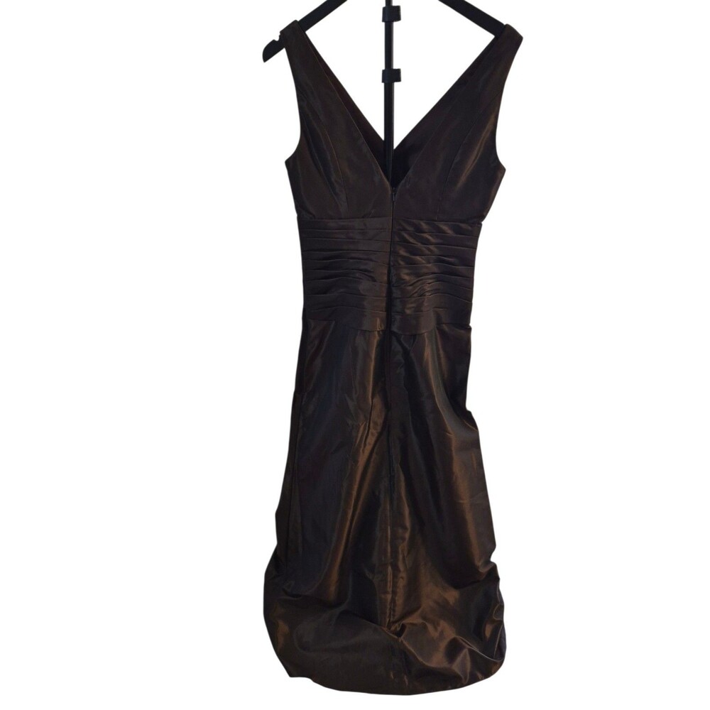Belsoie Size 8 Gown Dress Maxi Choclate Brown Wrap Bodice Mother Of Bride Groom - Picture 2 of 9